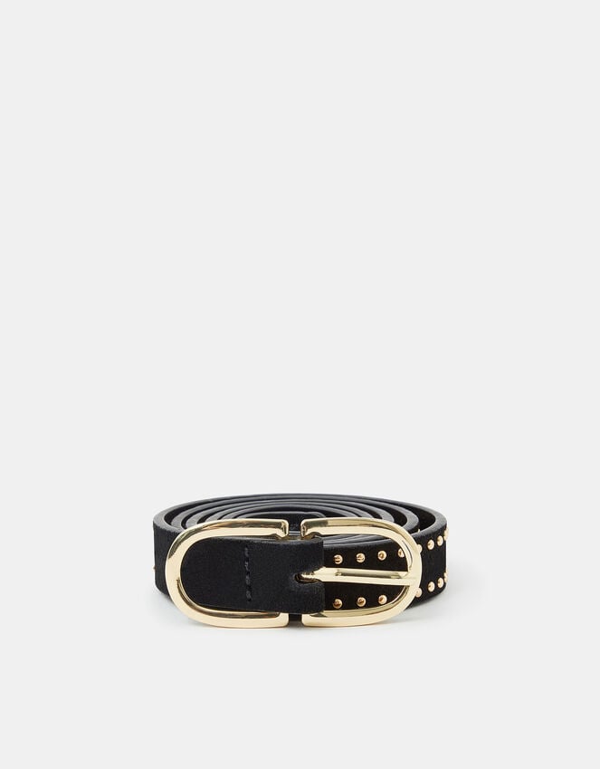 Accessorize Suede Studded Skinny Belt Black