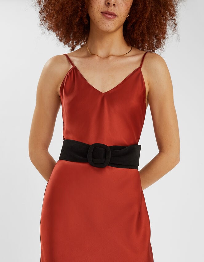 Accessorize Suede Wide Waist Belt Black