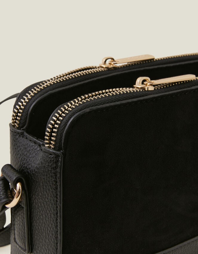 Accessorize Suedette Classic Crossbody Bag Black