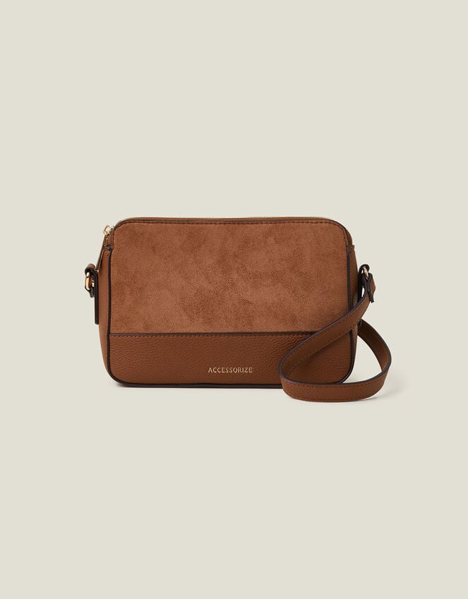 Accessorize Suedette Classic Crossbody Bag Tan