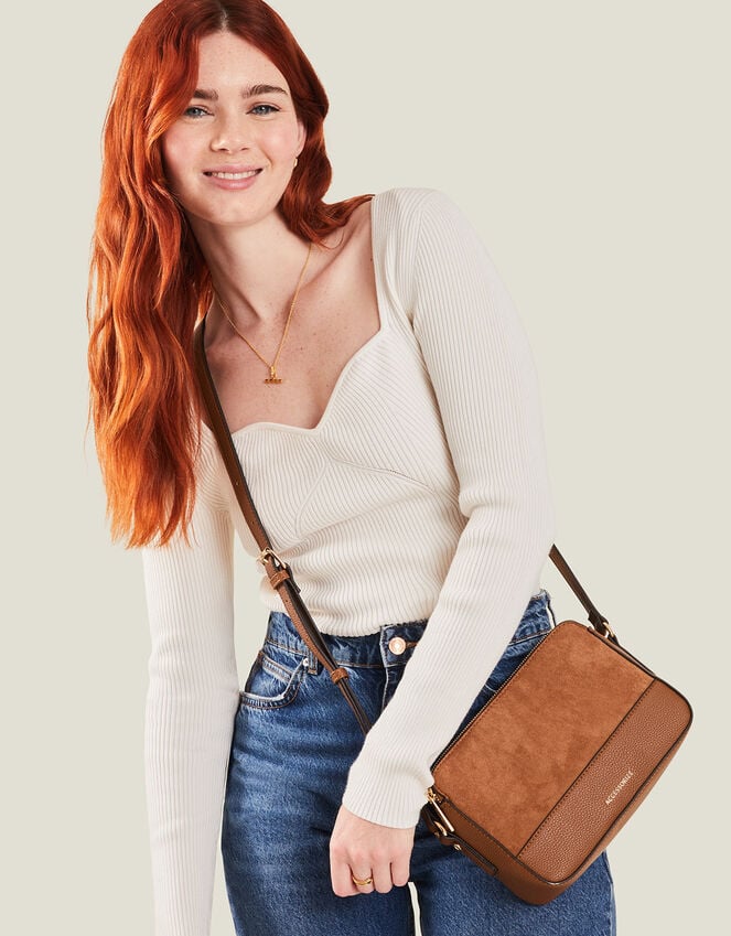 accessorize Suedette Classic Crossbody Bag Tan