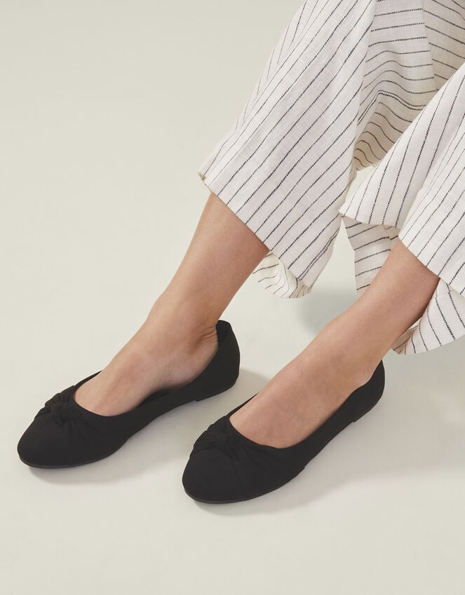 Accessorize Suedette Knot Ballerina Flats Black