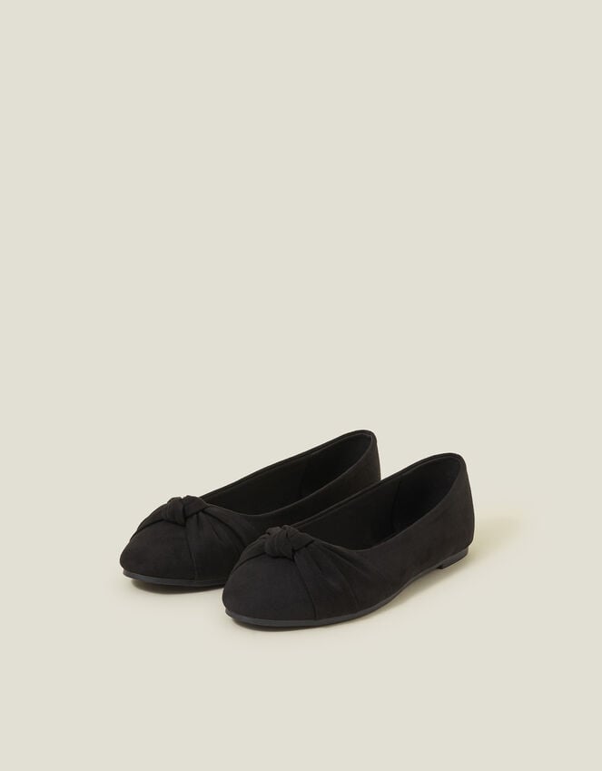 accessorize Suedette Knot Ballerina Flats Black