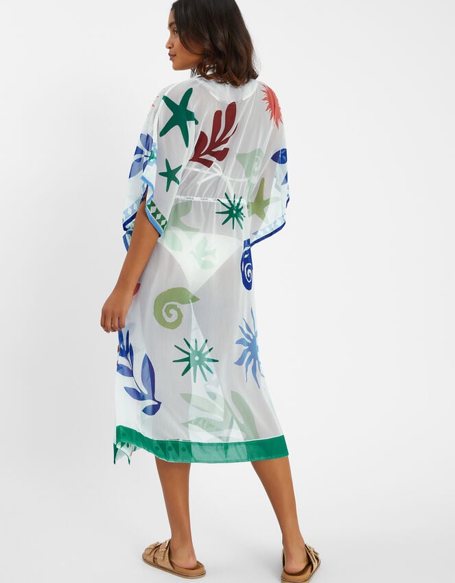 Accessorize Summer Print Kaftan Ivory