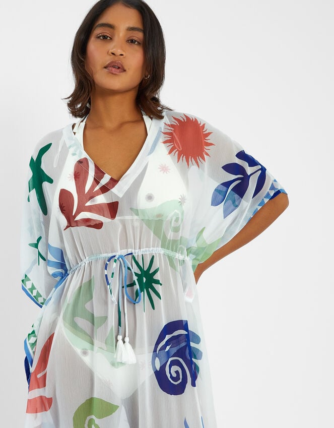 Accessorize Summer Print Kaftan Ivory