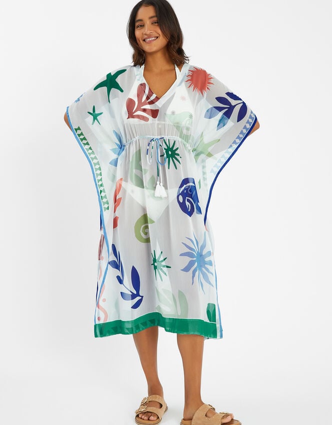 accessorize Summer Print Kaftan Ivory