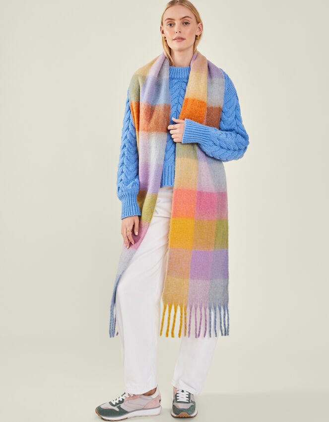 Accessorize Super Soft Pastel Check Tassel Scarf