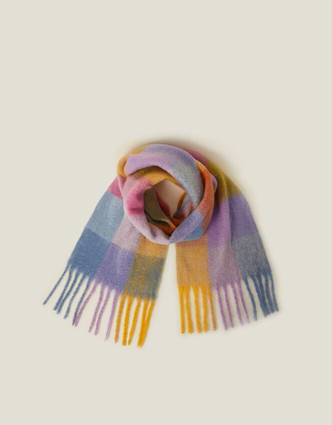 accessorize Super Soft Pastel Check Tassel Scarf