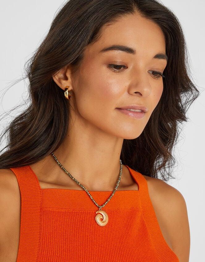 Accessorize Swirl Pendant Beaded Necklace Green