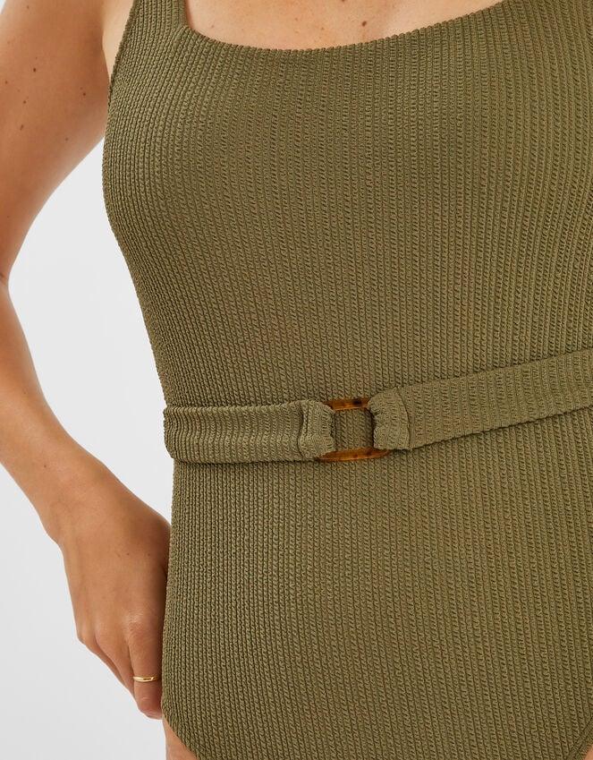 Accessorize Texture Belted Swimsuit Green