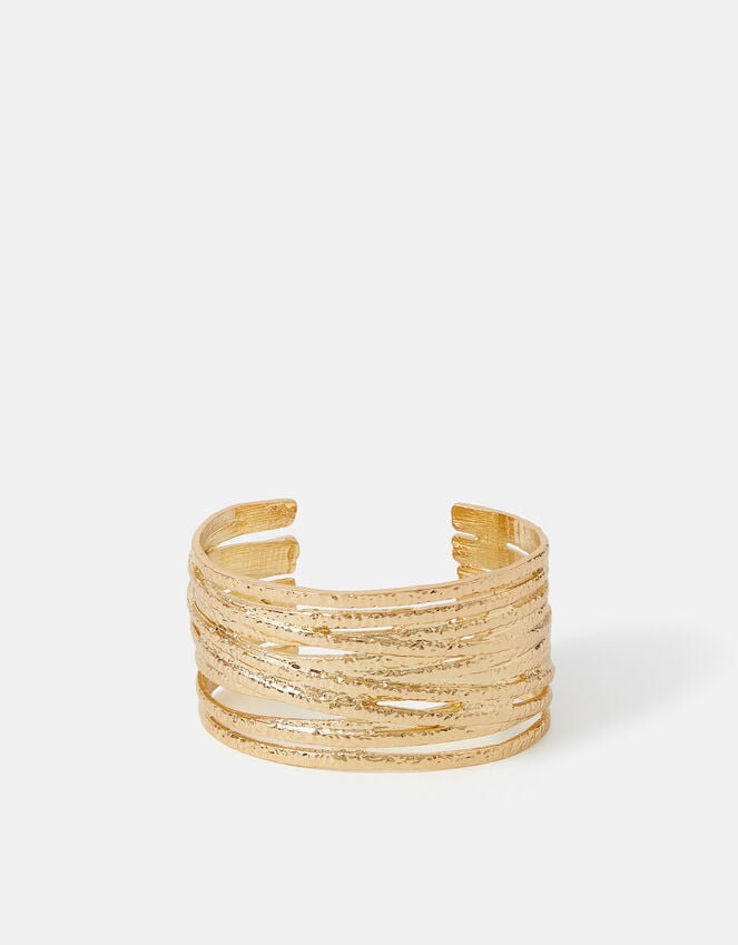 Accessorize Texture Layered Cuff Bracelet Gold