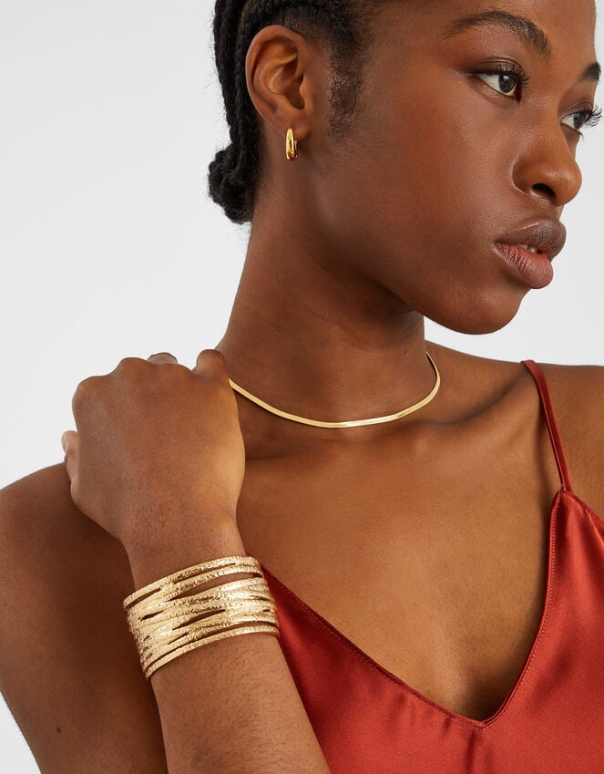 Accessorize Texture Layered Cuff Bracelet Gold