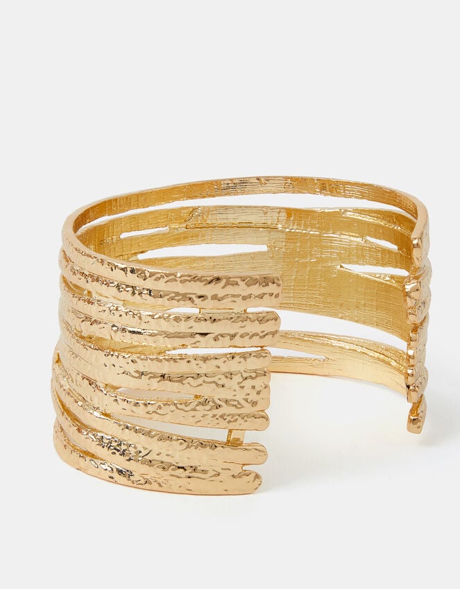 accessorize Texture Layered Cuff Bracelet Gold