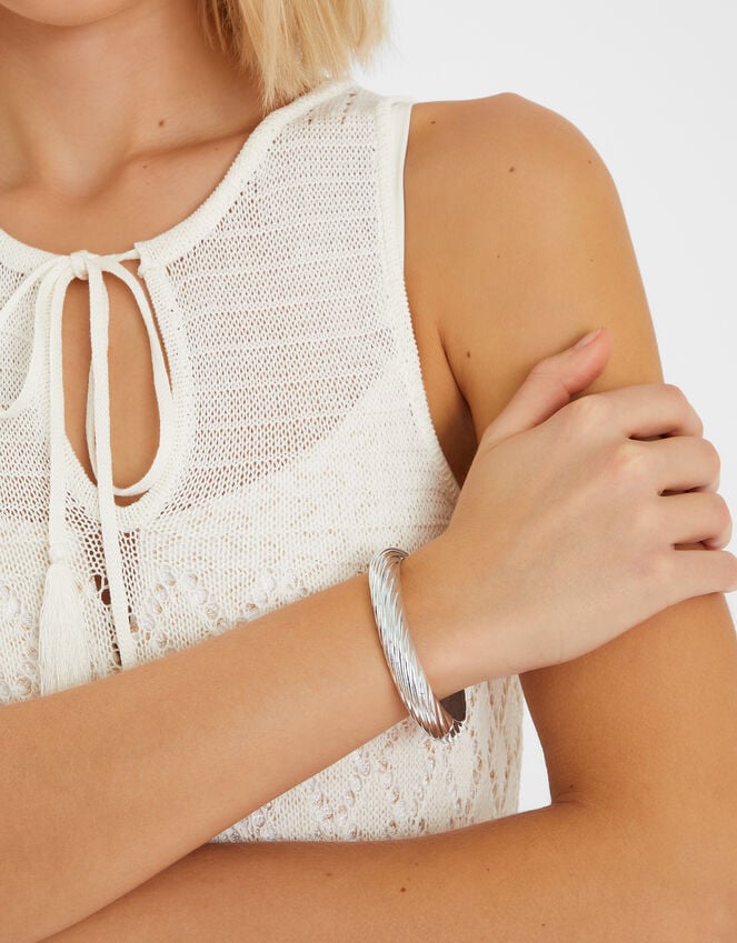 Accessorize Textured Bangle Silver