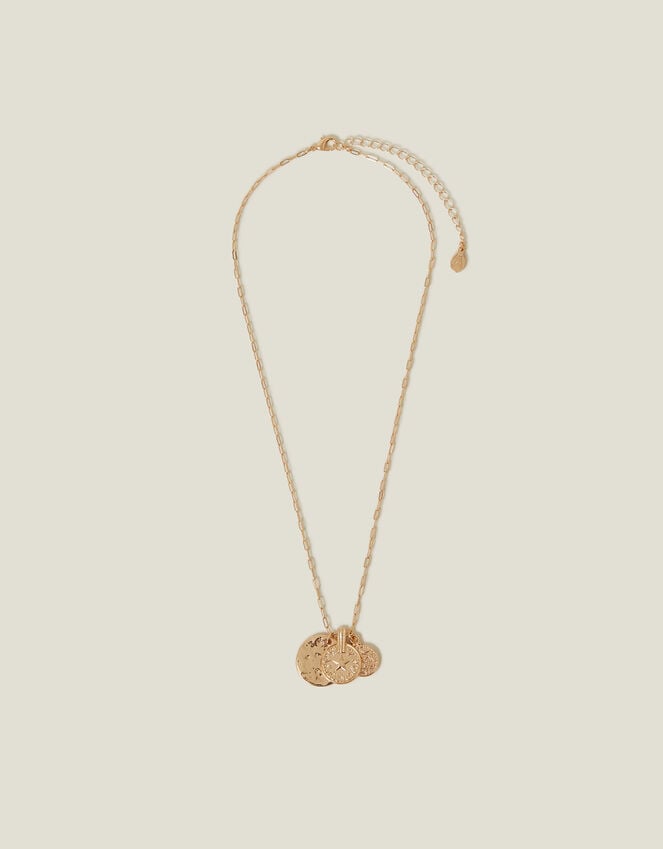 Accessorize Textured Coin Pendants Necklace Gold