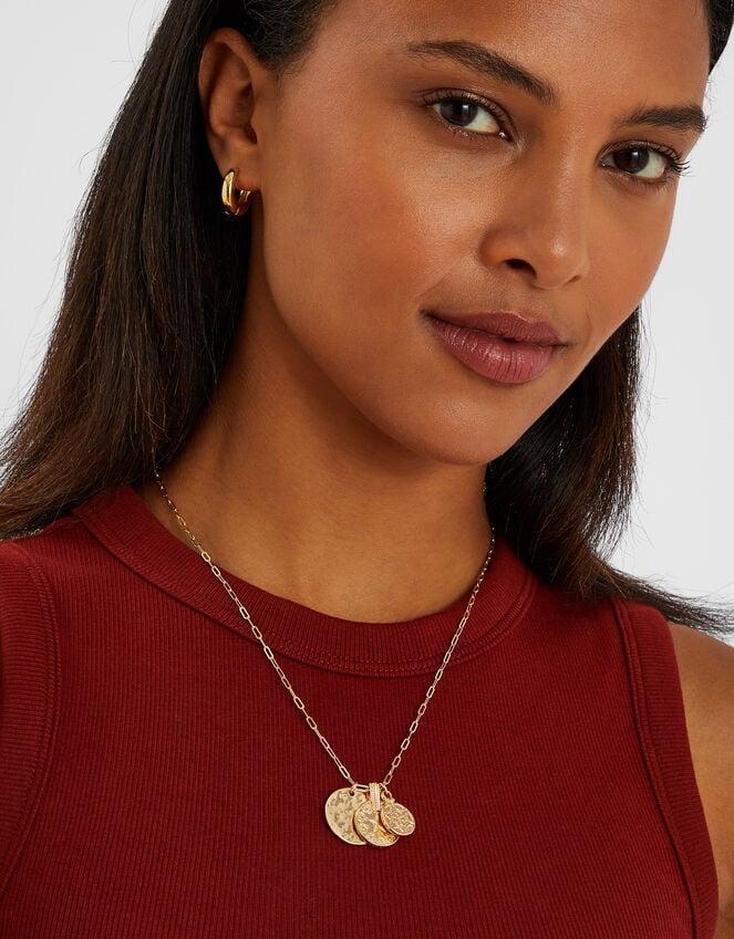 Accessorize Textured Coin Pendants Necklace Gold