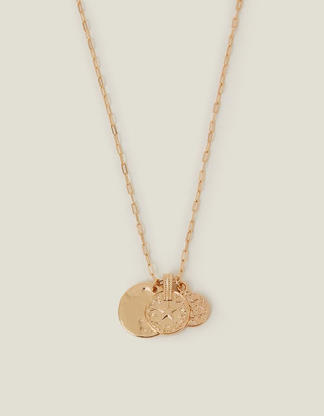 accessorize Textured Coin Pendants Necklace Gold
