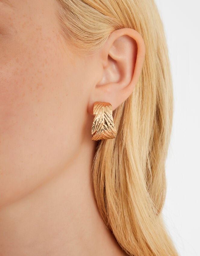 Accessorize Textured Leaf Hoop Earrings