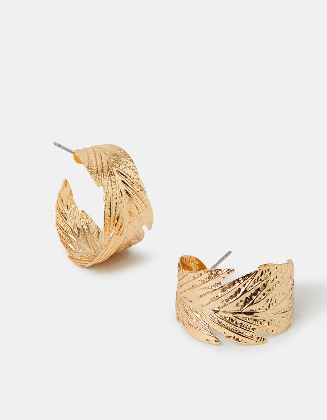 accessorize Textured Leaf Hoop Earrings