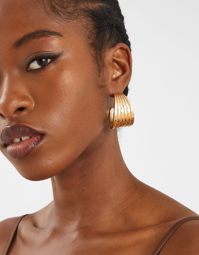 Accessorize Textured Ridge Hoop Earrings