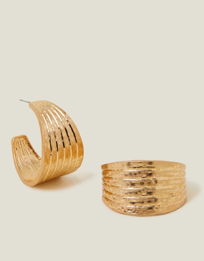 accessorize Textured Ridge Hoop Earrings