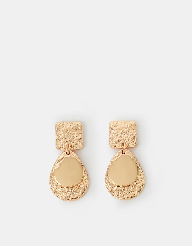 Accessorize Textured Square Teardrop Earrings