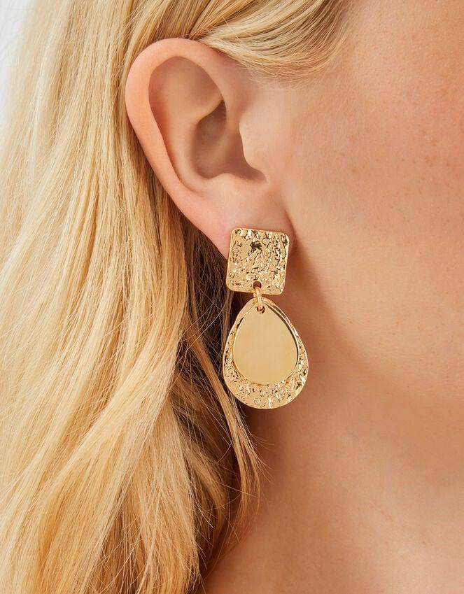 Accessorize Textured Square Teardrop Earrings