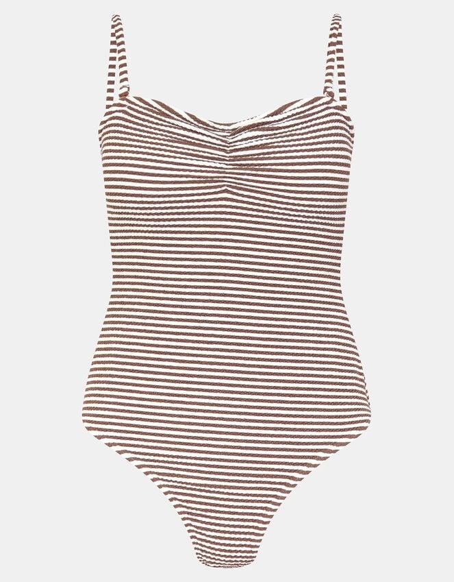 Accessorize Textured Stripe Swimsuit Camel