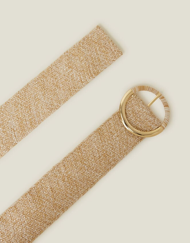 Accessorize Thick Raffia Buckle Belt Natural