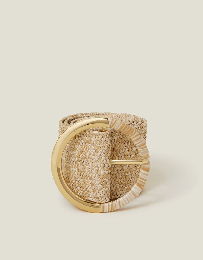 accessorize Thick Raffia Buckle Belt Natural