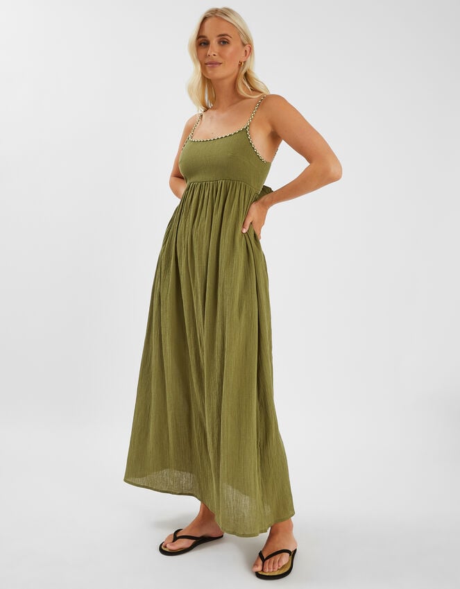 accessorize Tie-Back Sleeveless Maxi Dress Green