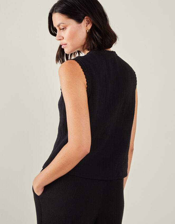 Accessorize Tie-Front Crinkle Waistcoat Black