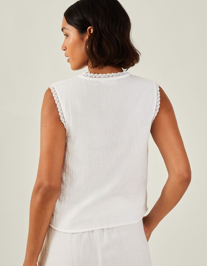Accessorize Tie-Front Crinkle Waistcoat White