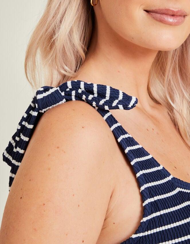Accessorize Tie Strap Stripe Swimsuit Blue