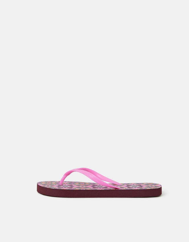 Accessorize Tile Print Flip Flops Natural