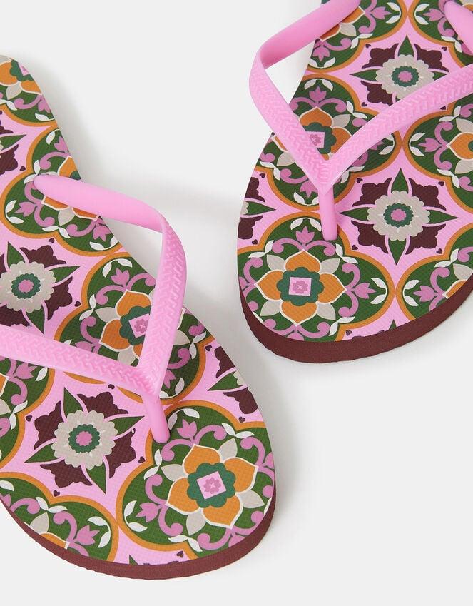 Accessorize Tile Print Flip Flops Natural