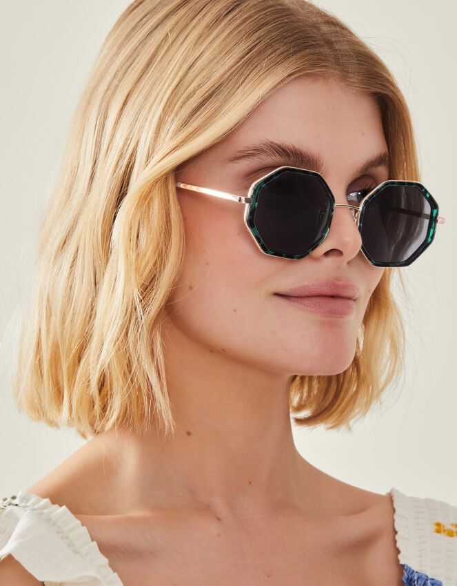 Accessorize Tortoiseshell Hexagon Sunglasses