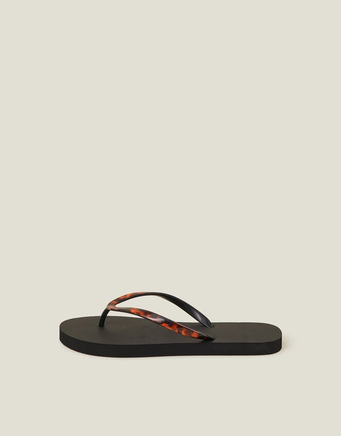 Accessorize Tortoiseshell Strap Flip Flops Black