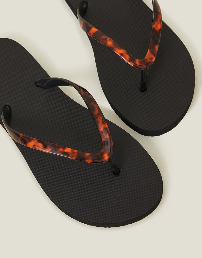 Accessorize Tortoiseshell Strap Flip Flops Black
