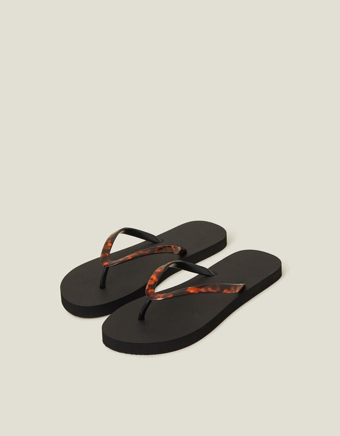accessorize Tortoiseshell Strap Flip Flops Black