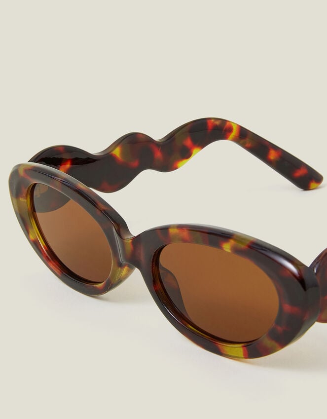 Accessorize Tortoiseshell Wavy Oval Sunglasses
