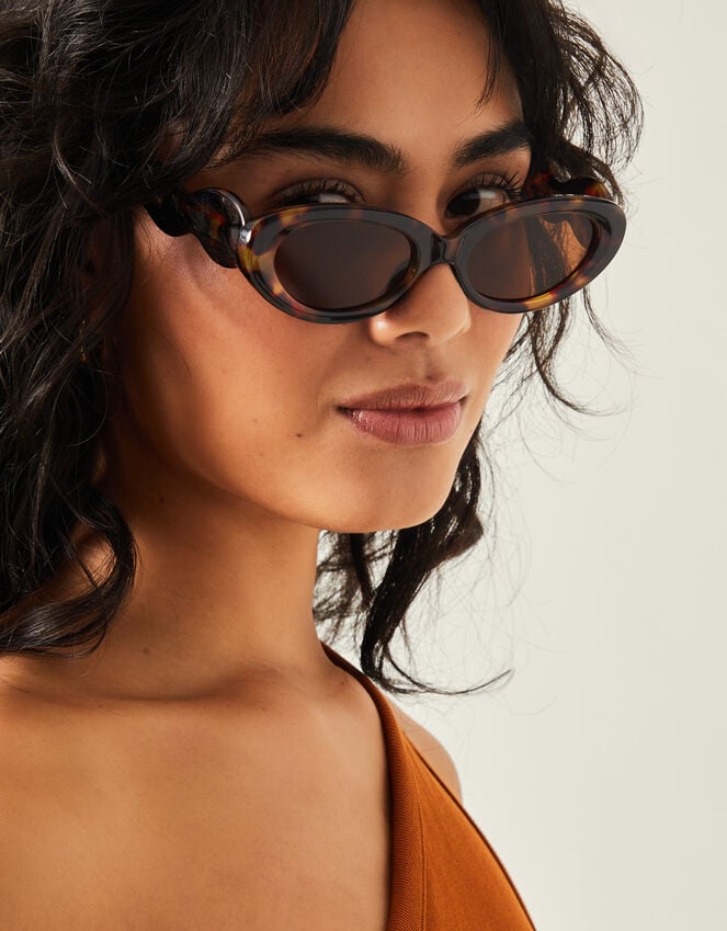 Accessorize Tortoiseshell Wavy Oval Sunglasses