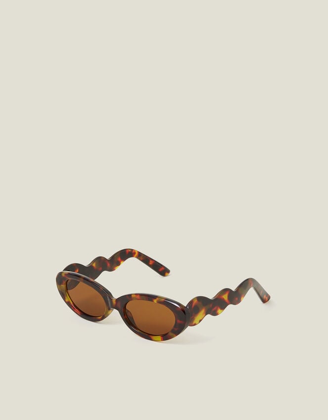 accessorize Tortoiseshell Wavy Oval Sunglasses