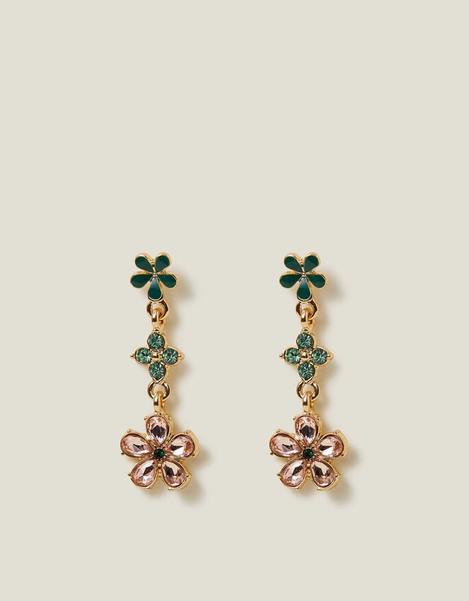 Accessorize Triple Gem Flower Drop Earrings