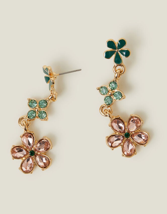 accessorize Triple Gem Flower Drop Earrings