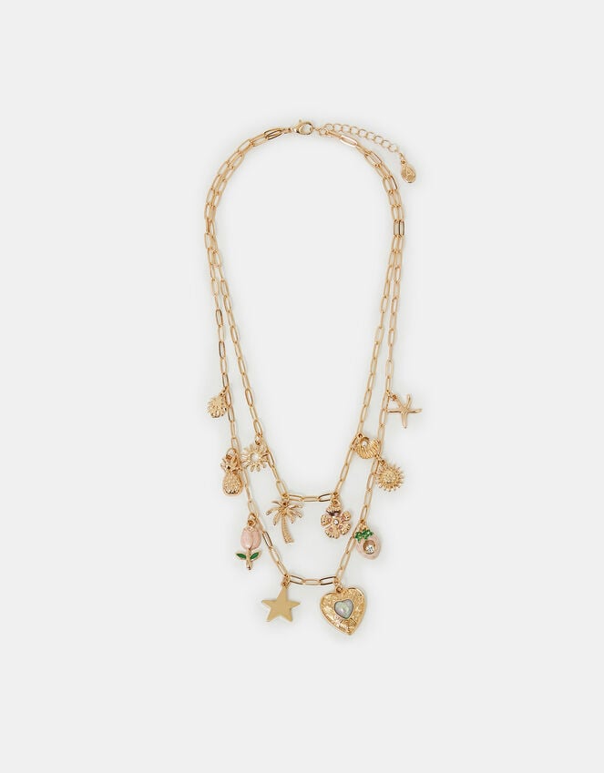 Accessorize Tropical Charm Layered Necklace Gold