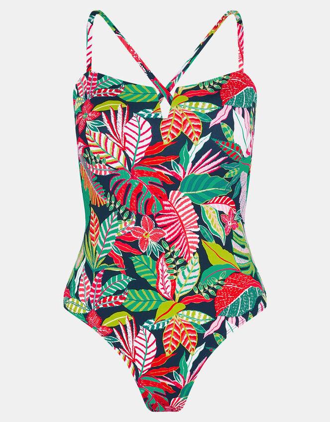 Accessorize Tropical Print V Insert Swimsuit Black