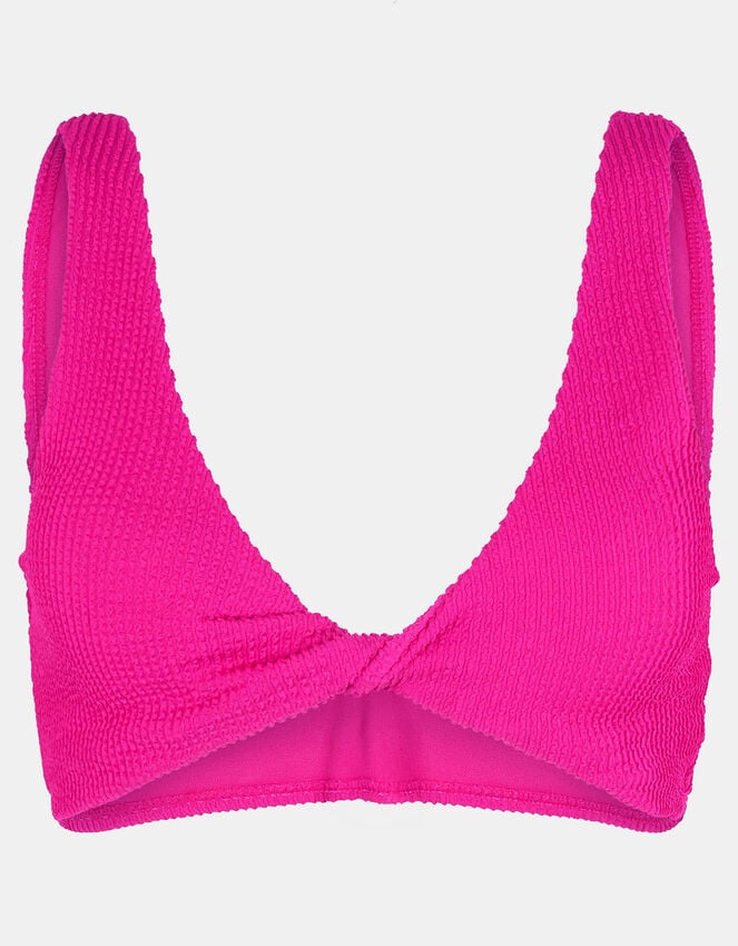 Accessorize Twist Front Crinkle Bikini Top Pink