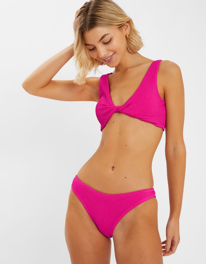 accessorize Twist Front Crinkle Bikini Top Pink