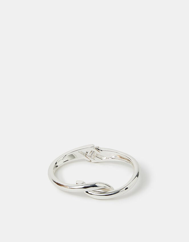 Accessorize Twist Knot Hinge Bangle Silver